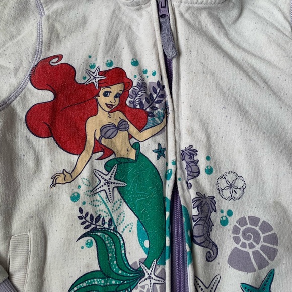 🎆🎇3for$9 Girls Disney Little Mermaid Zip up hoodie- size 7- white and purple - Picture 2 of 7